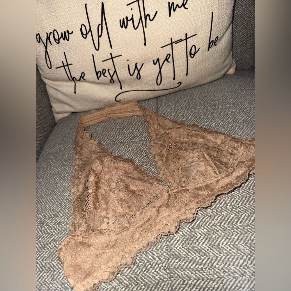 Intimately Free People Beige Lace Halter‎ Bralette Size S